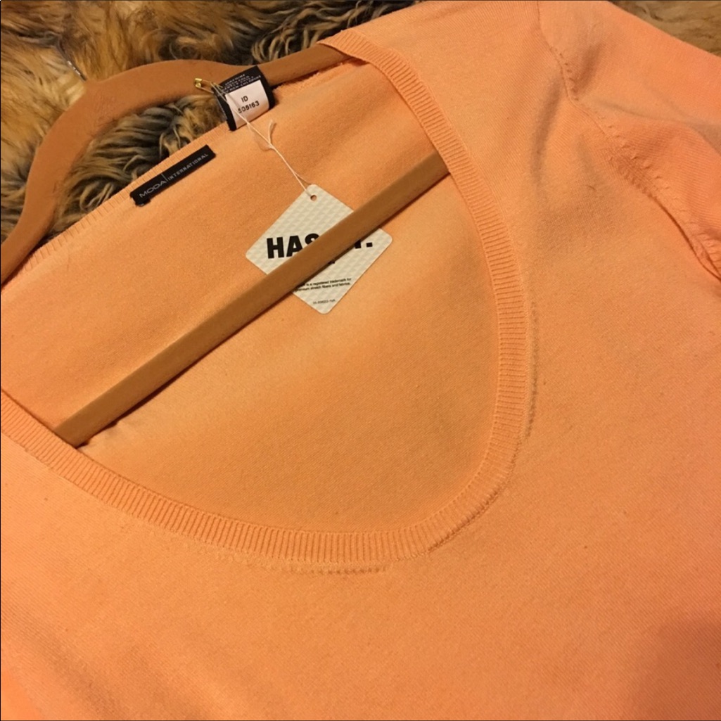 Moda International Peach Silk Sweater Nwt S — image 6 of 8